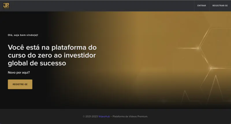 Demonstração da área de membros de uma plataforma usando o VideoHub